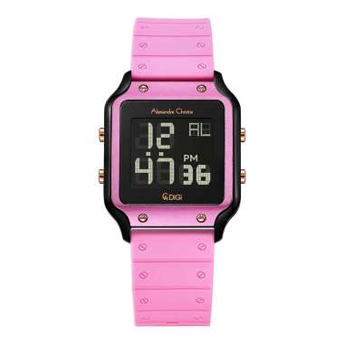 Jam Tangan Wanita Alexandre Christie Digi AC 9382 LH RBRBAPN Ladies Digital Dial Pink Rubber Strap P