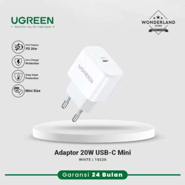 Ugreen Wall Kepala Adaptor USB-C 20W Fast Charging PD QC3.0 10191 / 60450 White Mini