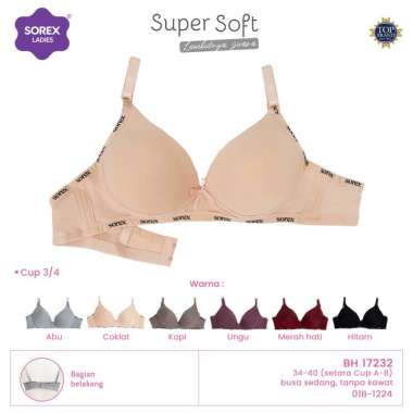 SOREX BRA 17232 - BH WANITA KAIT 2 TANPA KAWAT DENGAN CUP STANDARD Size 40/90