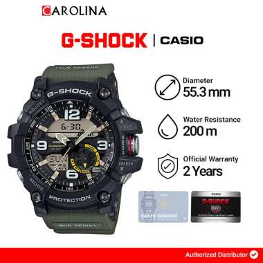 Jam Tangan Pria Casio G-Shock Mudmaster GG-1000-1A3 Twin Sensor Digital Analog Dial Green Resin Band