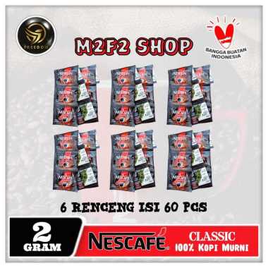 Kopi Hitam Nescafe Classic 100% Kopi Murni Sachet - 2 gr (Kemasan Pack)