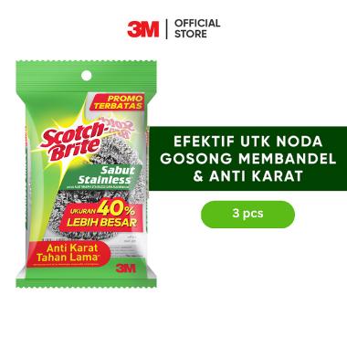 3M Scotch-Brite Sabut Sabut Stainless 22 gr / Tahan lama / Anti-Karat / Efektif untuk Noda Gosong Me