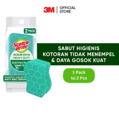 3M Scotch-Brite Sabut Spons Cuci Piring HD Scrub Dots / Daya Gosok Kuat / Anti-Bakteri / Anti Bau / 