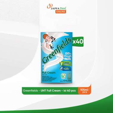 Greenfields Susu UHT Full Cream 105 ml - isi 40 pcs -100% Fresh Milk dari Greenfields Farm
