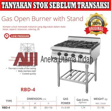 Getra RBD-4 Gas Open Burner With Stand Kompor Skala Besar 4 Tungku - Kompor Untuk Pemakaian Komersia