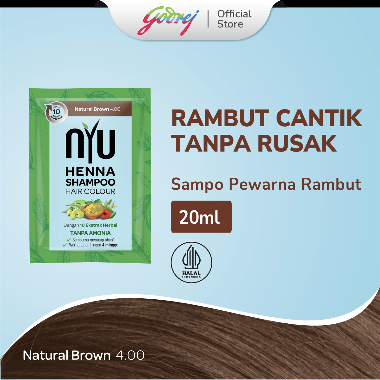 NYU Henna Shampoo Hair - Sampo  Pewarna Rambut Natural Brown [1 pc]