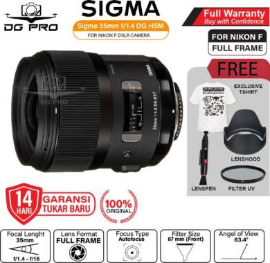 Sigma 35mm f1.4 DG HSM Art Lens for Nikon F / Lensa Sigma 35 mm f/1.4