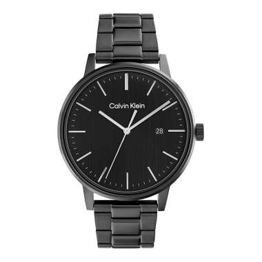Jam Tangan Pria Calvin Klein Linked 25200057 Men Black Dial Black Stainless Steel Strap Hitam