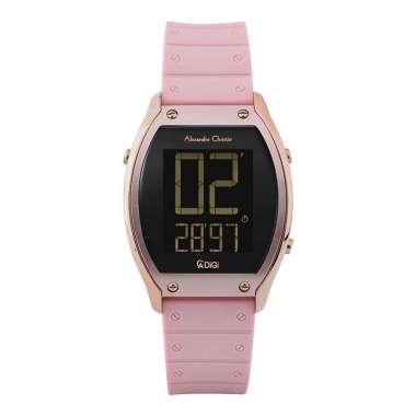 Jam Tangan Wanita Alexandre Christie Digi AC 9383 LH RRGBAPN Digital Dial Pink Rubber Strap Pink