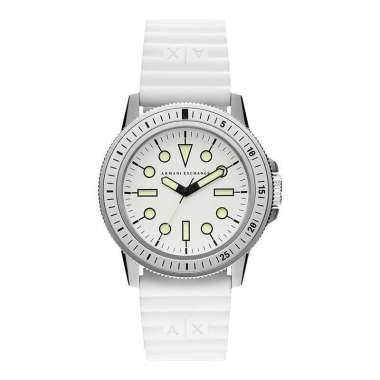 Jam Tangan Pria Armani Exchange AX1850 Men White Dial White Rubber Strap Putih