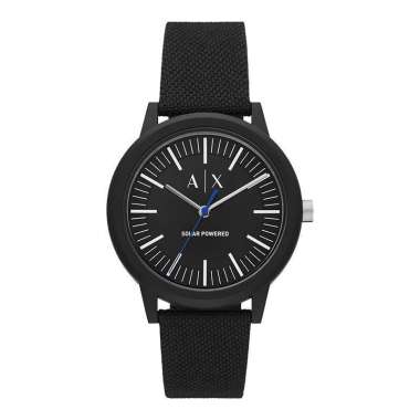 Jam Tangan Pria Armani Exchange AX2735 Solar Powered Men Black Dial Black Fabric Strap Hitam