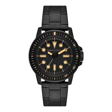 Jam Tangan Pria Armani Exchange AX1855 Men Black Dial Black Stainless Steel Strap Hitam