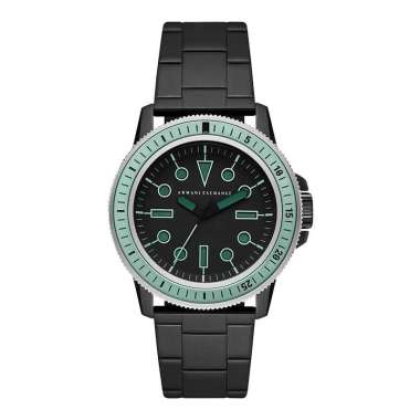 Jam Tangan Pria Armani Exchange Leonardo AX1858 Men Black Dial Black Stainless Steel Strap Hitam