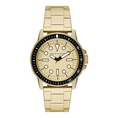 Jam Tangan Pria Armani Exchange AX1854 Men Gold Dial Gold Stainless Steel Strap Gold