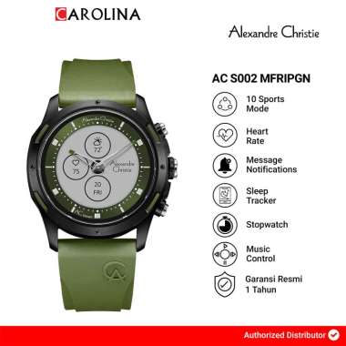 Jam Tangan Pria Alexandre Christie Smartwatch AC S002 MFRIPGN Digital-Analog Dial Green Rubber Strap