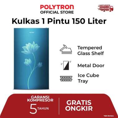 Kulkas POLYTRON Beauty metal door 1 pintu 150 liter PRB 159B 150 liter blue