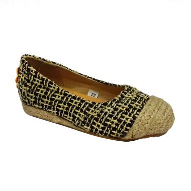 Caute Black Pattern Girls Flat Sepatu Anak