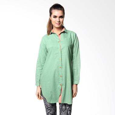 Chick Shop Side Crop Hijau Long Shirt Perempuan
