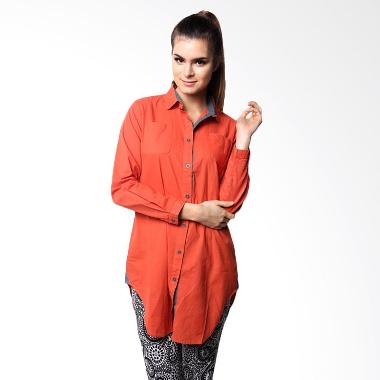 Chick Shop Side Crop Orange Long Shirt Perempuan