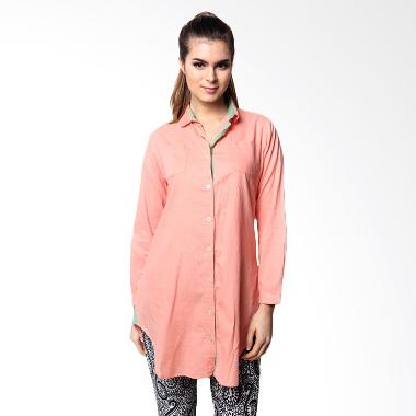 Chick Shop Side Crop Peach Long Shirt Perempuan