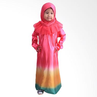 Chloe Babyshop F561 Rainbow Jilbab Gamis Anak - Pink