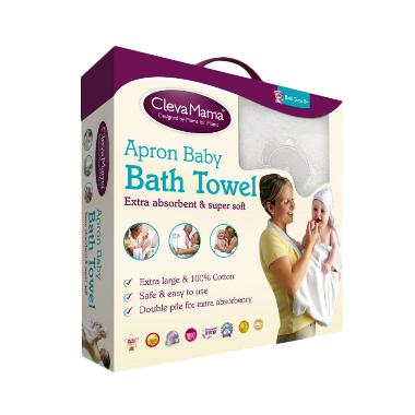 Cleva Mama Apron Baby Bath Towel - White