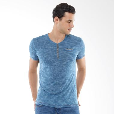 CVNL Camo Placket Slimfit Henley Kaos Pria - Biru