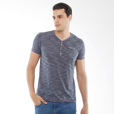 CVNL Camo Placket Slimfit Henley Kaos Pria - Ungu