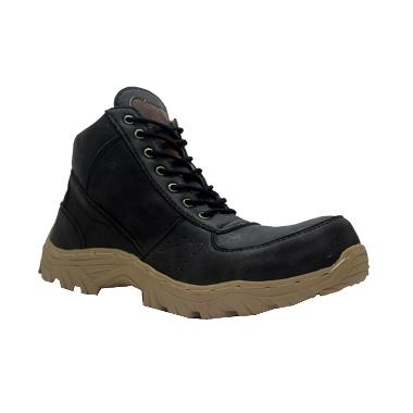 Cut Engineer Safety Boots Meganthropus Leather Sepatu Pria - Black