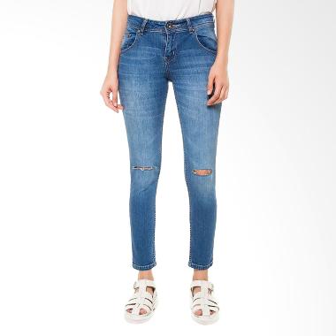 People's Denim Ladies Agnea Cut Ripped Jeans - Biru