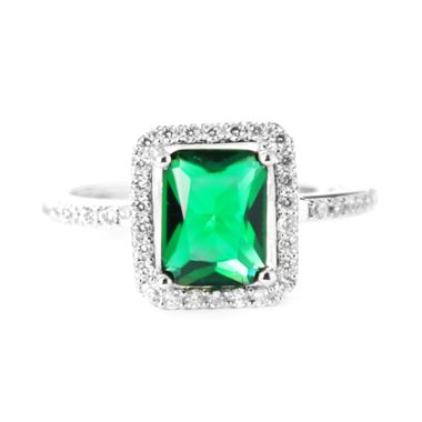 Dparis Rectangles Emerald Ring Silv ...