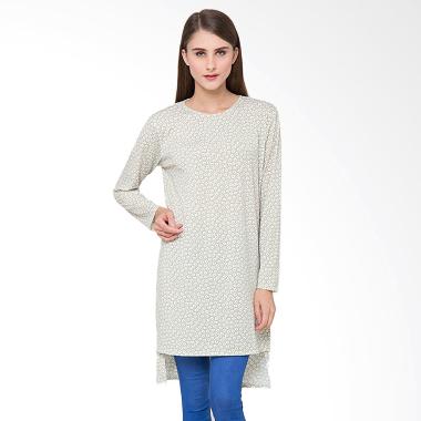 Jual Duapola Flowery Side Split Hi Lo Top Baju Muslim