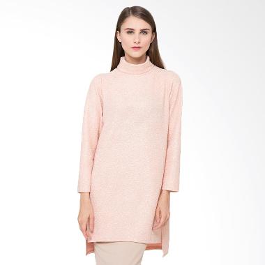 Duapola Glittery High Neck Tunik Baju Muslim Wanita - Pink