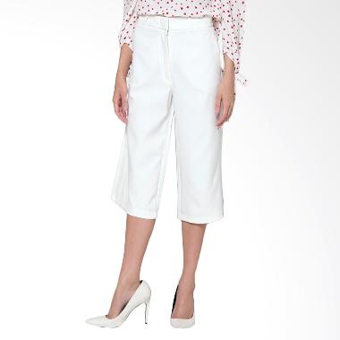 Duapola Pocket Loose Midi Kulot Celana Wanita - White