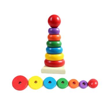 Eigia Delice Balok Kayu Donat Tower Pelangi Mainan Edukasi - Multicolor Multicolor