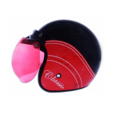 WTO Helmet Retro Bogo Classic Hitam Merah Helm Half Face