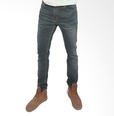 2ndRED Slim Fit 133223 wiskers Dark Grey Celana Jeans Pria