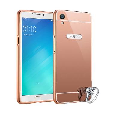 Fashion Case Bumper Mirror Alumunium Metal Sliding Hardcase Casing for Oppo F1 Plus - Rose gold