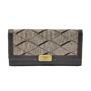 Fossil Emerson SL 6663063 Flap Clutch Dark Blue-White Tas Wanita