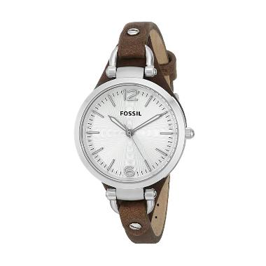 Fossil Georgia Silver Dial Tan Jam Tangan Wanita Silver