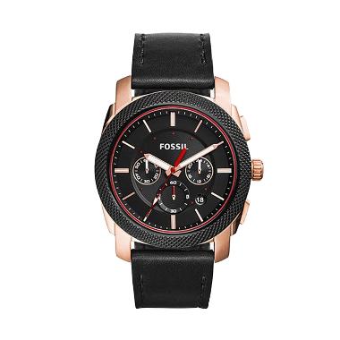 FOSSIL Machine Chronograph Rose Gold Black Jam Tangan Pria Rose Gold