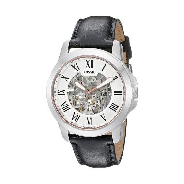 Fossil ME3101 Jam Tangan Pria Automatic Leather Strap Black Silver
