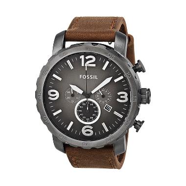 FOSSIL Nate Chronograph Brown Leather Jam Tangan Pria Coffee