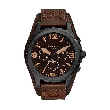 Fossil JR1511 Nate Chronograph Mate Leather Jam Tangan Pria - Black Brown Brown