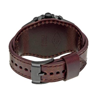 Fossil Nate Chronograph Mate Leather JR1511 Jam Tangan Pria - Black Brown Brown