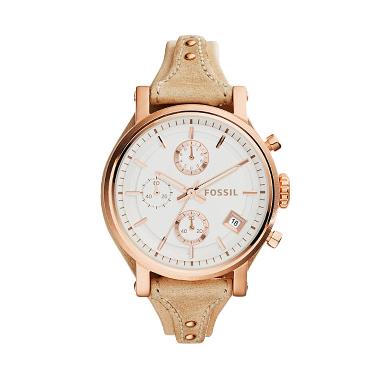 FOSSIL Original Boyfriend Rose Gold Sand Leather ES3748 Jam Tangan Wanita Rose Gold