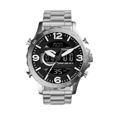 Fossil Nate Analog Digital JR1514 Jam Tangan Pria - Silver