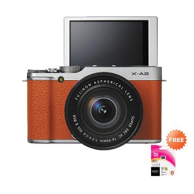 Fujifilm X-A2 Kit 16-50mm Kamera Mirrorless - Brown [16 MP] + Memory Sony 8 GB