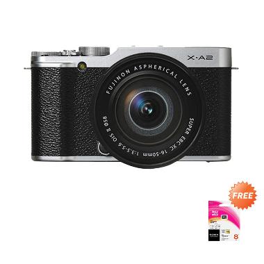 Fujifilm X-A2 Kit 16-50mm Kamera Mirrorless - Silver [16 MP] + Memory Sony 8 GB