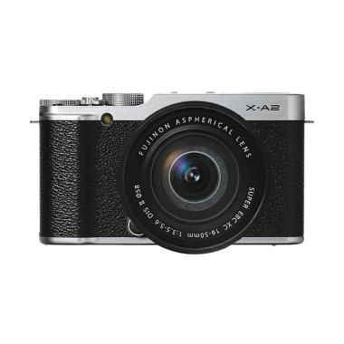 Fujifilm X-A2 Kit XC 16-50mm Kamera Mirrorless - Silver + Free Instax Mini 8 Pink + Screen Protector + SD Card 16 GB